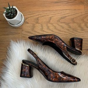 Tortoise shell sling back pointed heels ASOS US 8